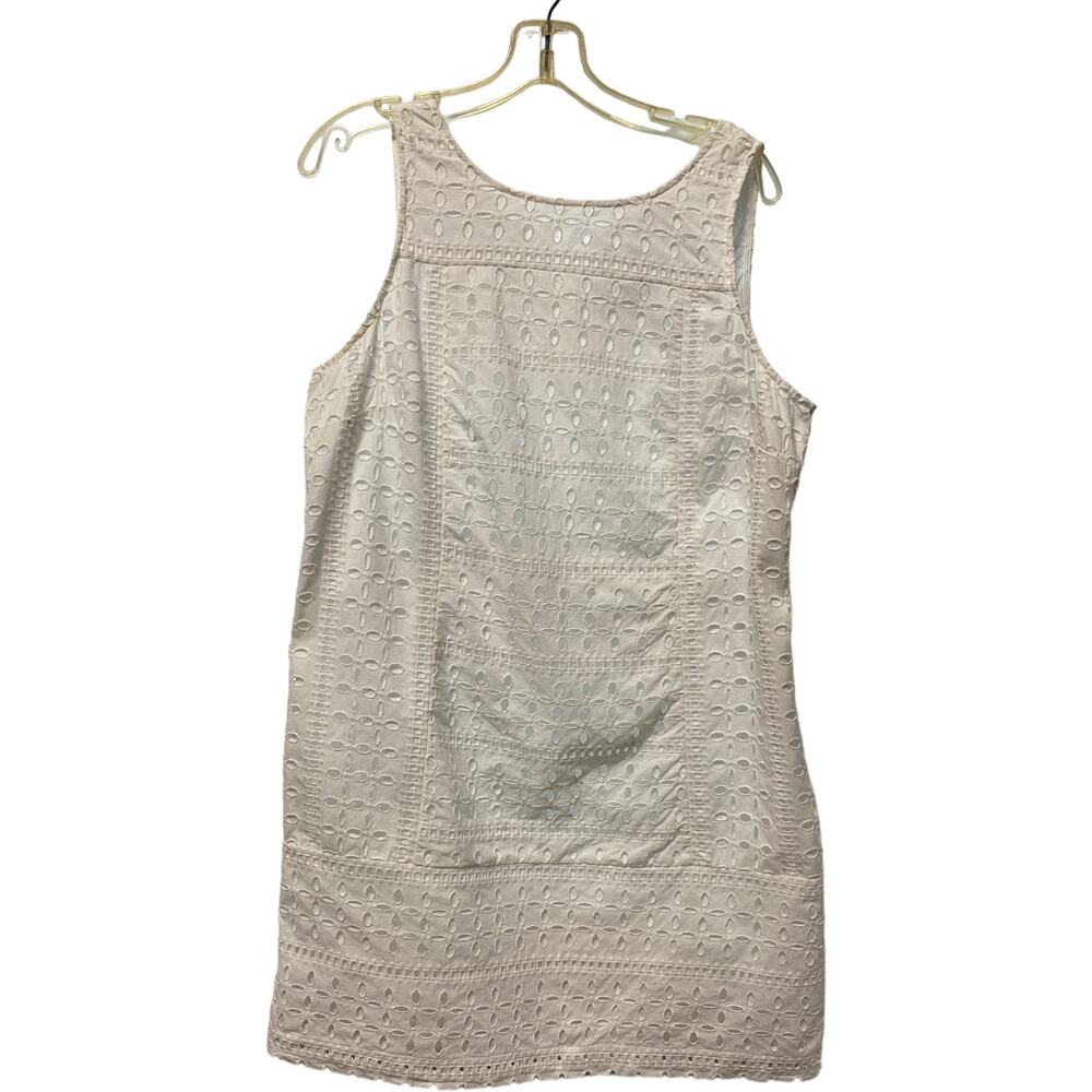 Loft Dress  Woman's 16P White Sleeveless Eyelet Lace with Liner  Side Zip